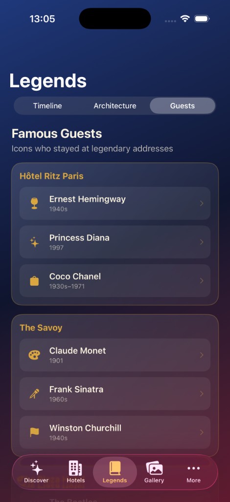 GrandTower famous guests screen